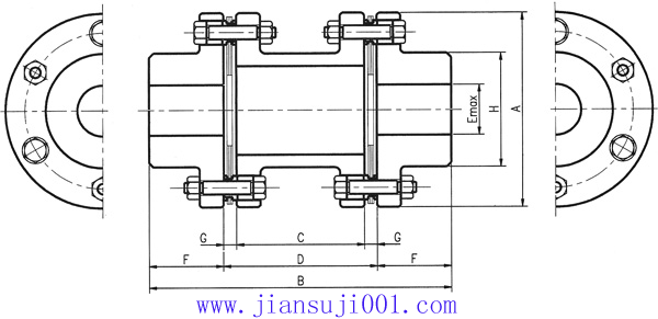 T61系列鋼片式撓性聯軸器技術參數及外形安裝尺寸