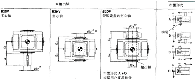 直交軸齒輪箱二級傳動立式安裝(類型B2.V)