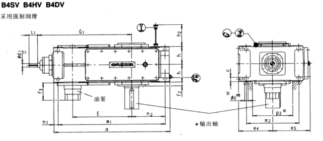直交軸齒輪箱四級傳動立式安裝(類型B4.V)