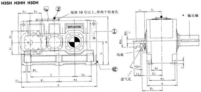 平行軸齒輪箱三級傳動臥式安裝(H3.H,H3.M)