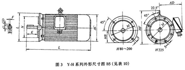 Y-H系列船用三相異步電動(dòng)機(jī)(IP44)外形及安裝尺寸